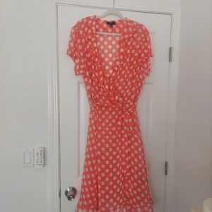 MSK Coral and White Polka Dot Mini Dress